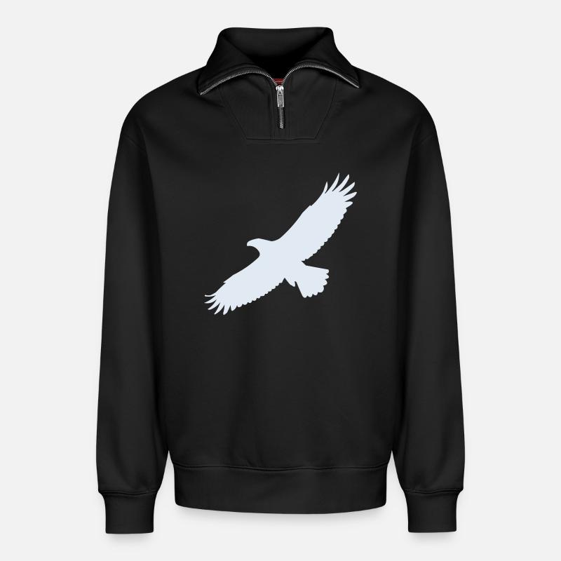 adler - Relaxed Unisex Organic Half Zip Sweatshirt – von SPREAD - Schwarz