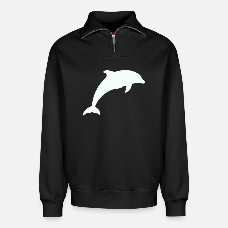 Leuchtender Delfin Silhouette - Relaxed Unisex Organic Half Zip Sweatshirt – von SPREAD - Schwarz
