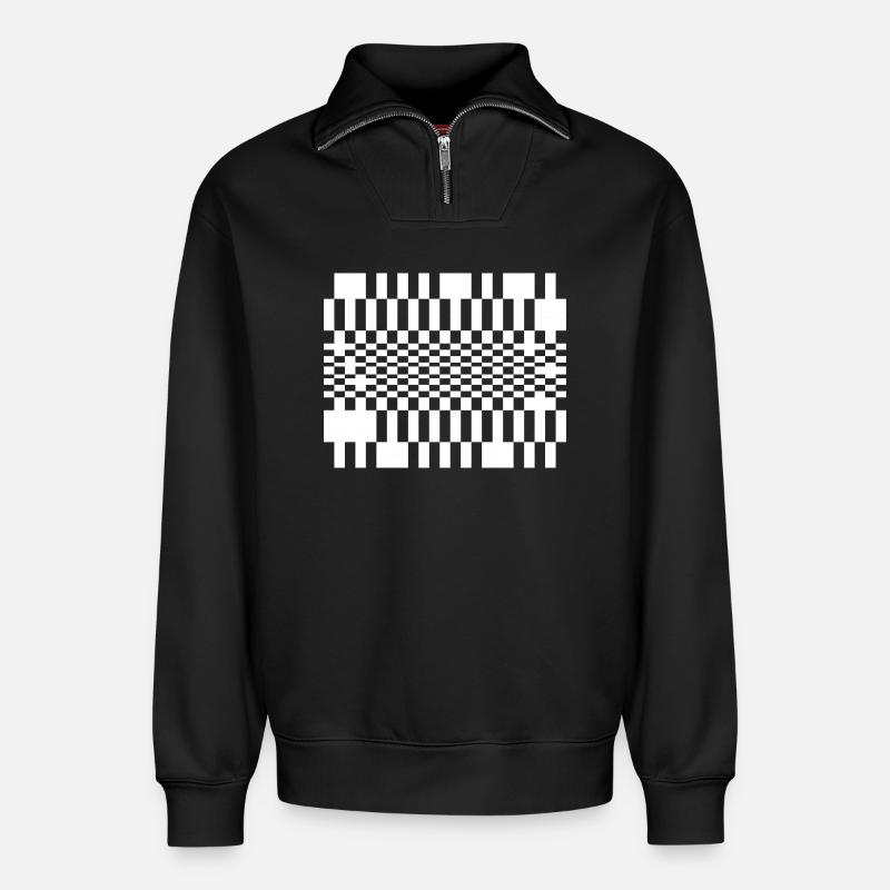 Optic Wave Grid - Relaxed Unisex Organic Half Zip Sweatshirt – by SPREAD - black
