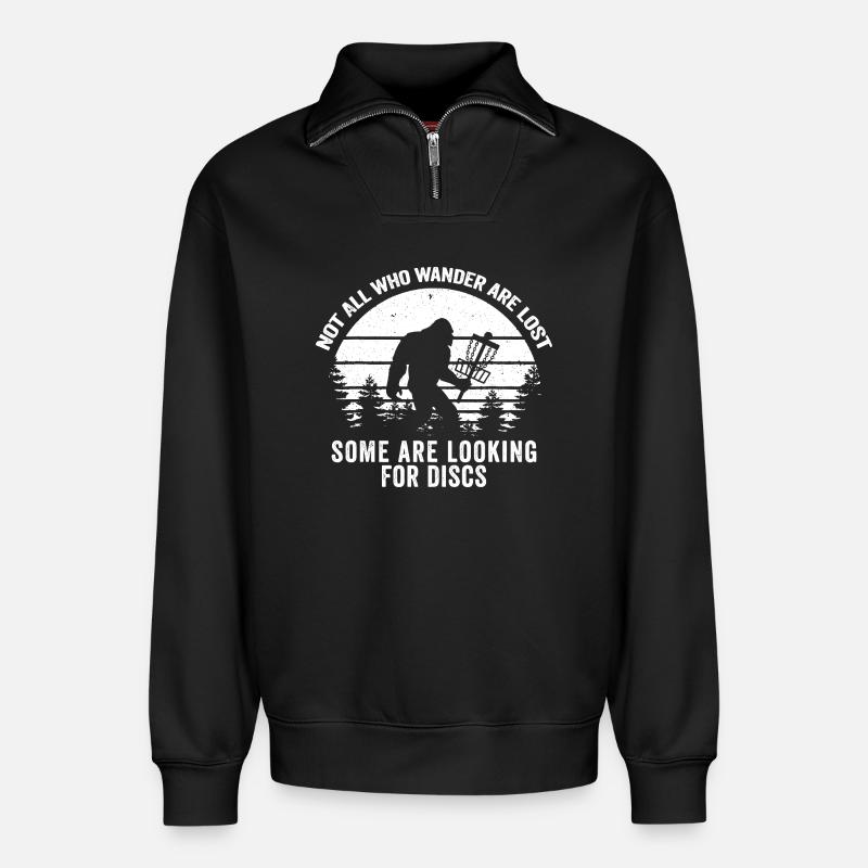 Sasquatch Chasseur de Disques - Sweat unisexe décontracté en coton biologique à demi-zip – de SPREAD - noir