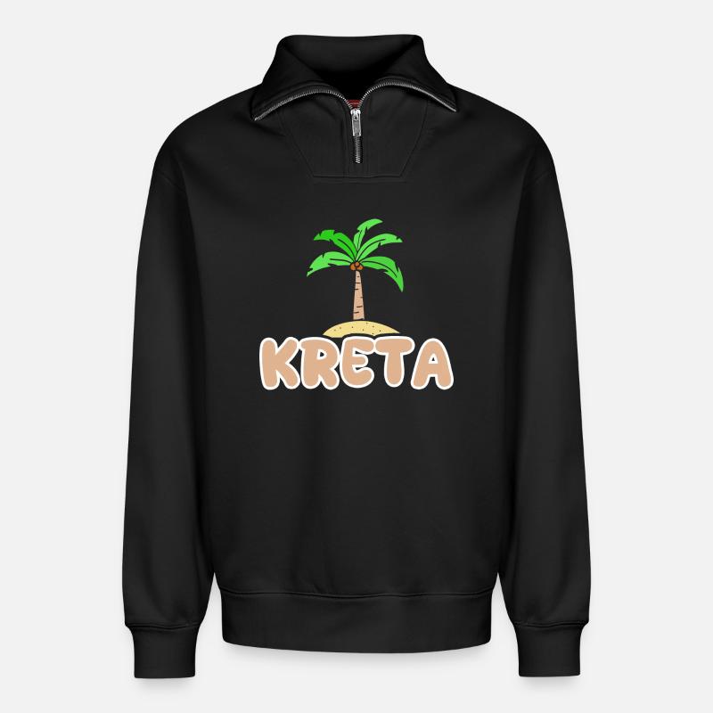 Kreta als Urlaub - Relaxed Unisex Organic Half Zip Sweatshirt – von SPREAD - Schwarz