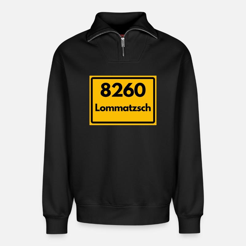 8260 SACHSEN 04703 LOMMATZSCH - Relaxed Unisex Organic Half Zip Sweatshirt – von SPREAD - Schwarz
