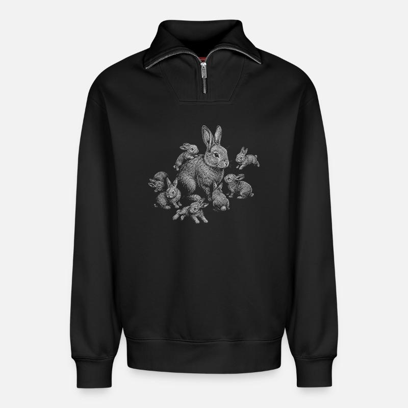 Rabbit - Relaxed Unisex Organic Half Zip Sweatshirt – by SPREAD - black