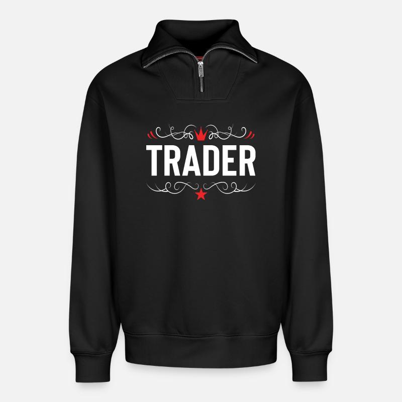 Profession de commerçant - Sweat unisexe décontracté en coton biologique à demi-zip – de SPREAD - noir