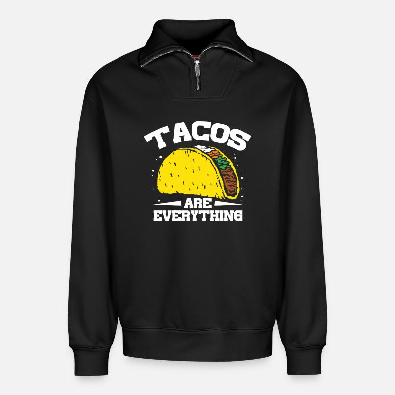 Tacos are everything - Relaxed Unisex Organic Half Zip Sweatshirt – by SPREAD - black
