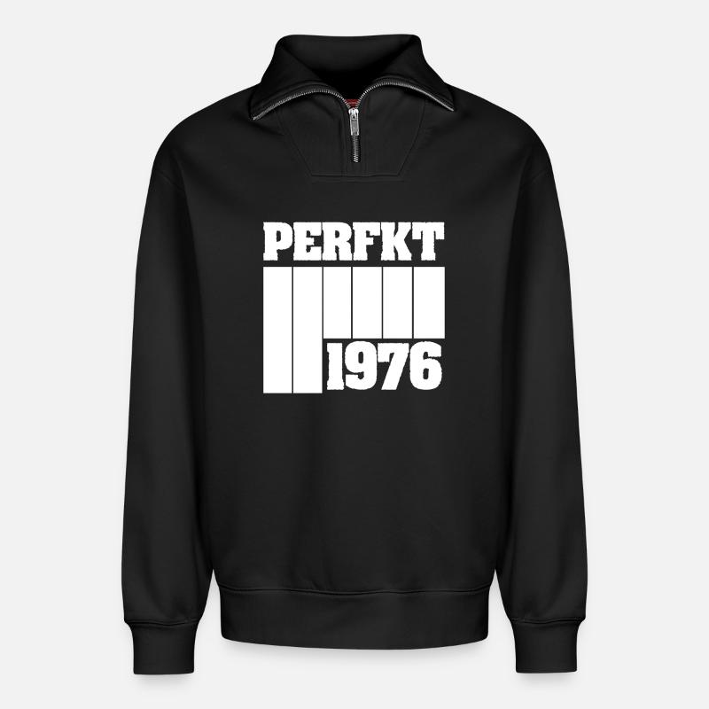 Einzigartig 1976 - Relaxed Unisex Organic Half Zip Sweatshirt – von SPREAD - Schwarz