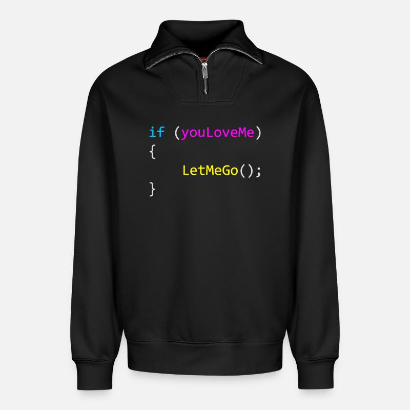 if (youLoveMe) { LetMeGo(); } C# Code - Relaxed Unisex Organic Half Zip Sweatshirt – von SPREAD - Schwarz