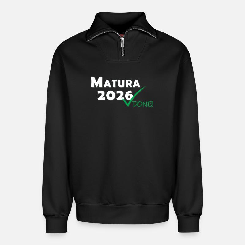 Matura 2026 Terminé - Sweat unisexe décontracté en coton biologique à demi-zip – de SPREAD - noir