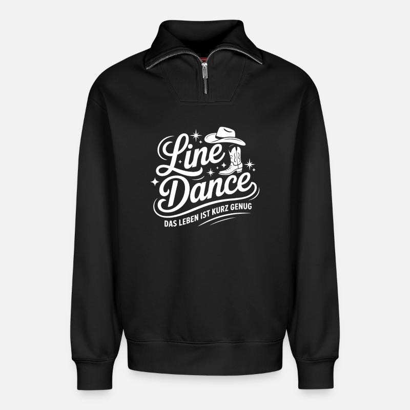 Line Dance Lebenslust Western - Relaxed Unisex Organic Half Zip Sweatshirt – von SPREAD - Schwarz