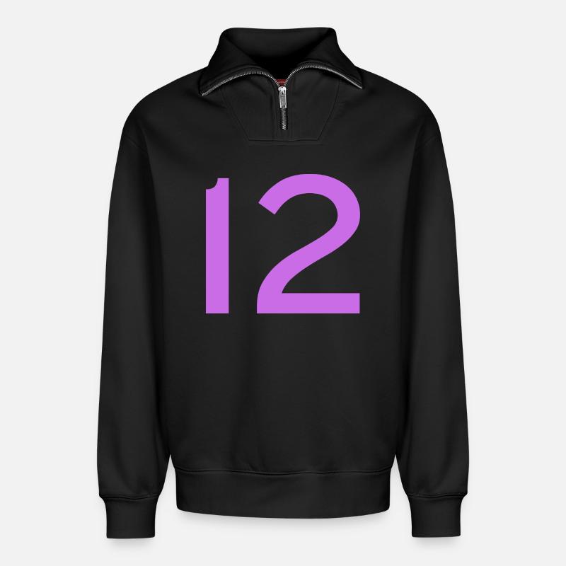 12 - Relaxed Unisex Organic Half Zip Sweatshirt – von SPREAD - Schwarz