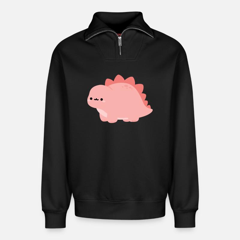 Süßer pinker Stegosaurus-Dino - Relaxed Unisex Organic Half Zip Sweatshirt – von SPREAD - Schwarz