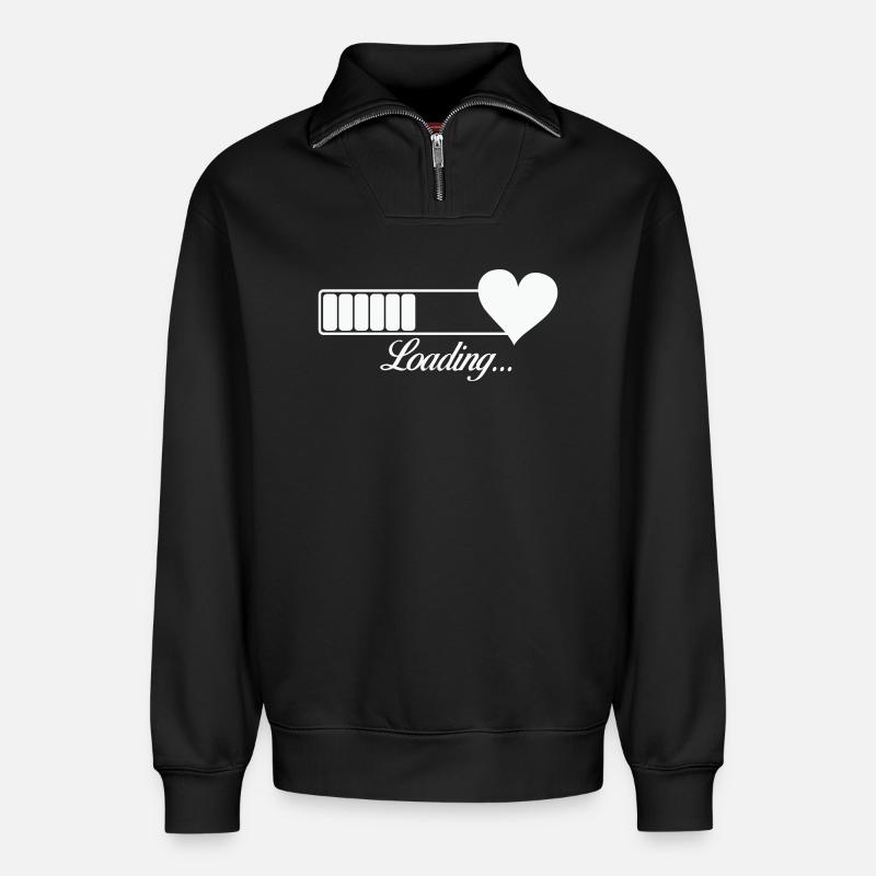 Heart-Loading Progress - Relaxed Unisex Organic Half Zip Sweatshirt – by SPREAD - black