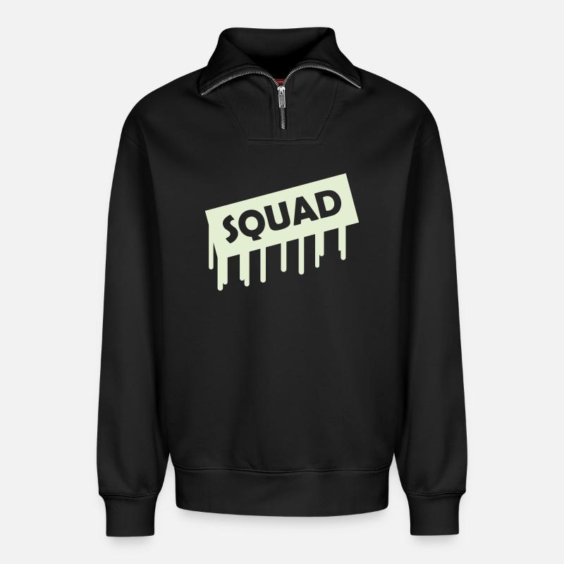 squad - Relaxed Unisex Organic Half Zip Sweatshirt – von SPREAD - Schwarz