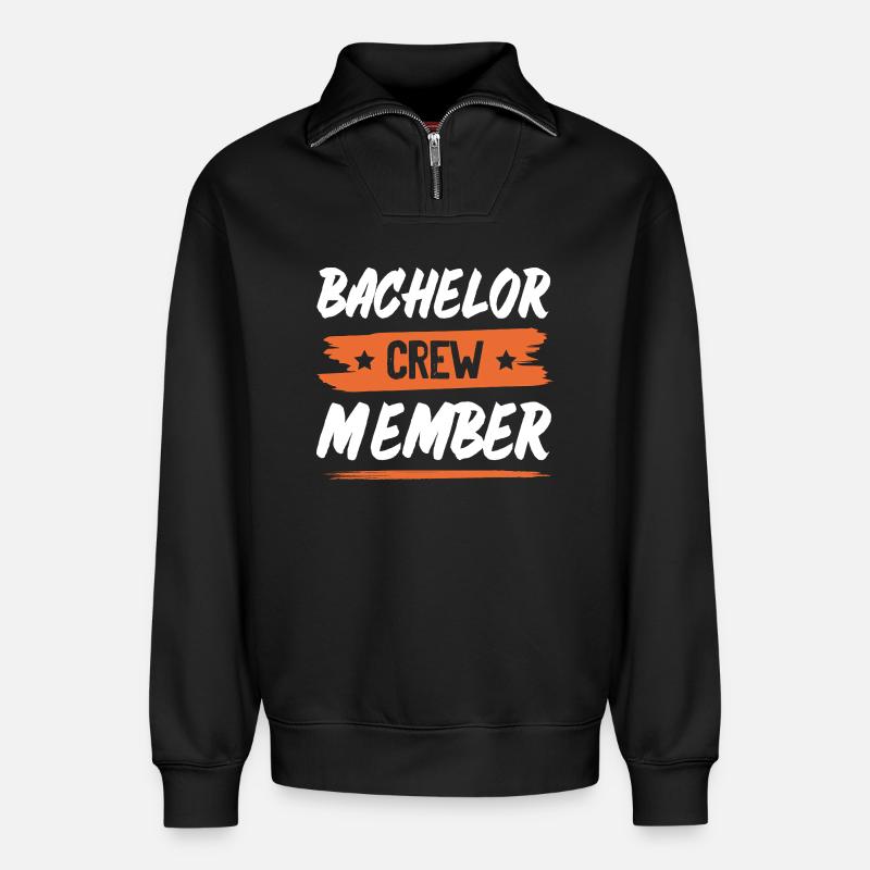 Bachelor Crew - Relaxed Unisex Organic Half Zip Sweatshirt – von SPREAD - Schwarz