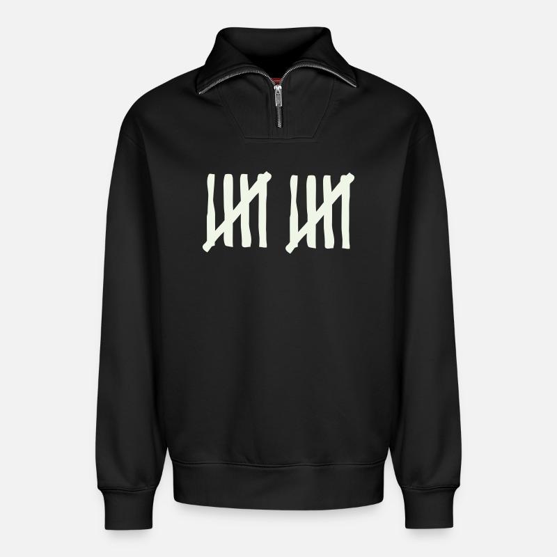 stripes_10 - Relaxed Unisex Organic Half Zip Sweatshirt – by SPREAD - black