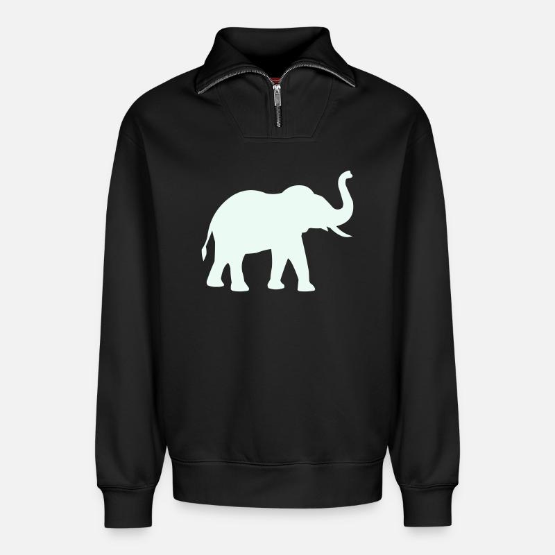 Elefanten Silhouette Mintpastell - Relaxed Unisex Organic Half Zip Sweatshirt – von SPREAD - Schwarz