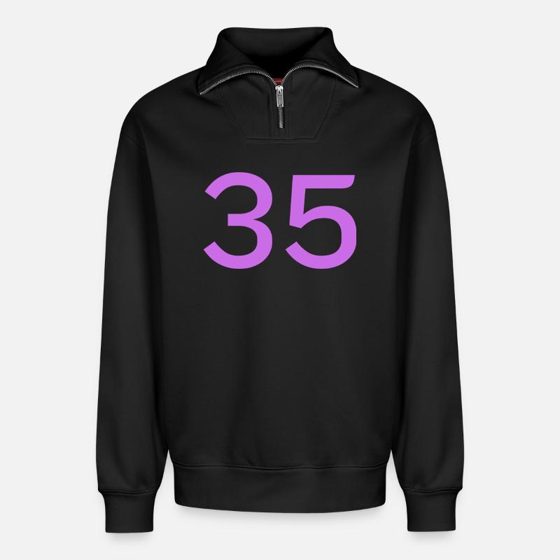 35 - Relaxed Unisex Organic Half Zip Sweatshirt – by SPREAD - black