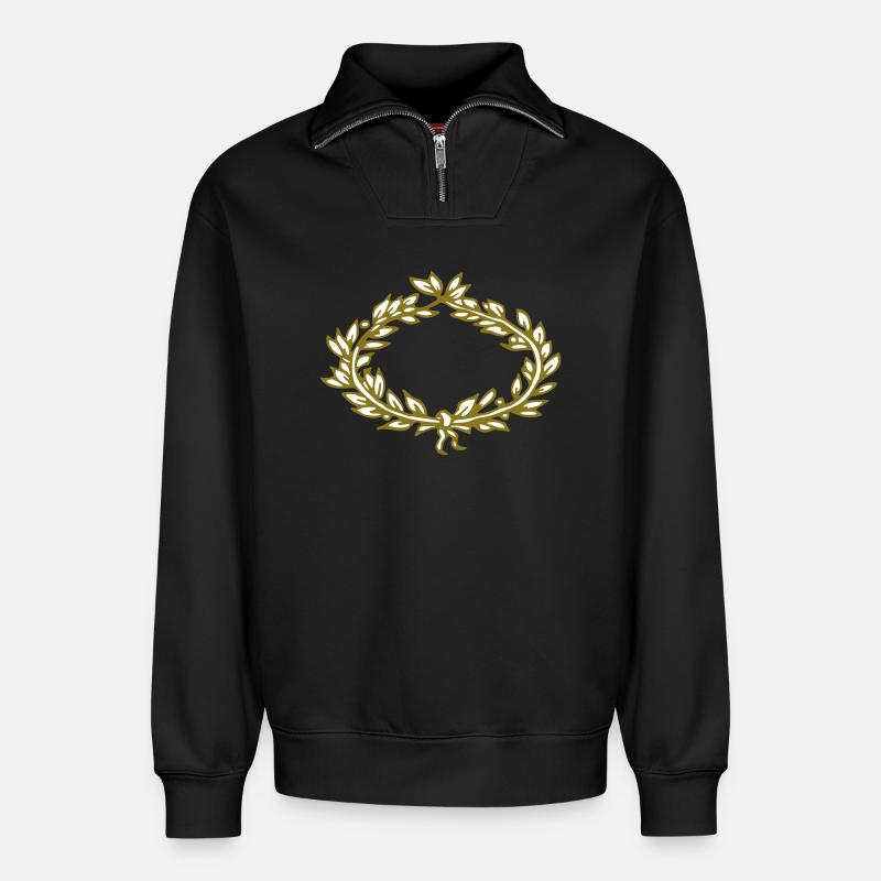 Lorbeeren - Relaxed Unisex Organic Half Zip Sweatshirt – von SPREAD - Schwarz