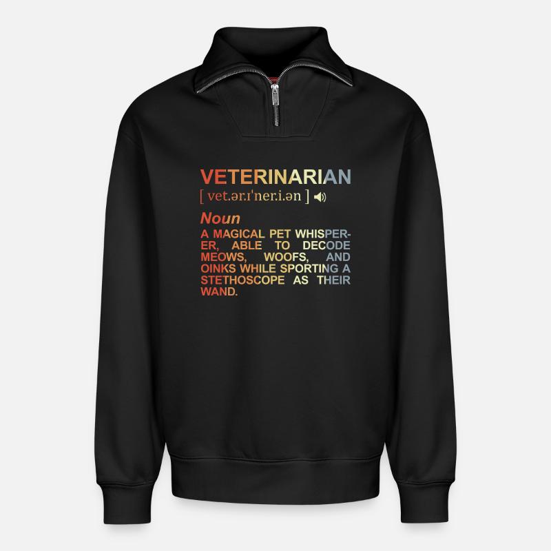 Tierarzt Bedeutung - Relaxed Unisex Organic Half Zip Sweatshirt – von SPREAD - Schwarz