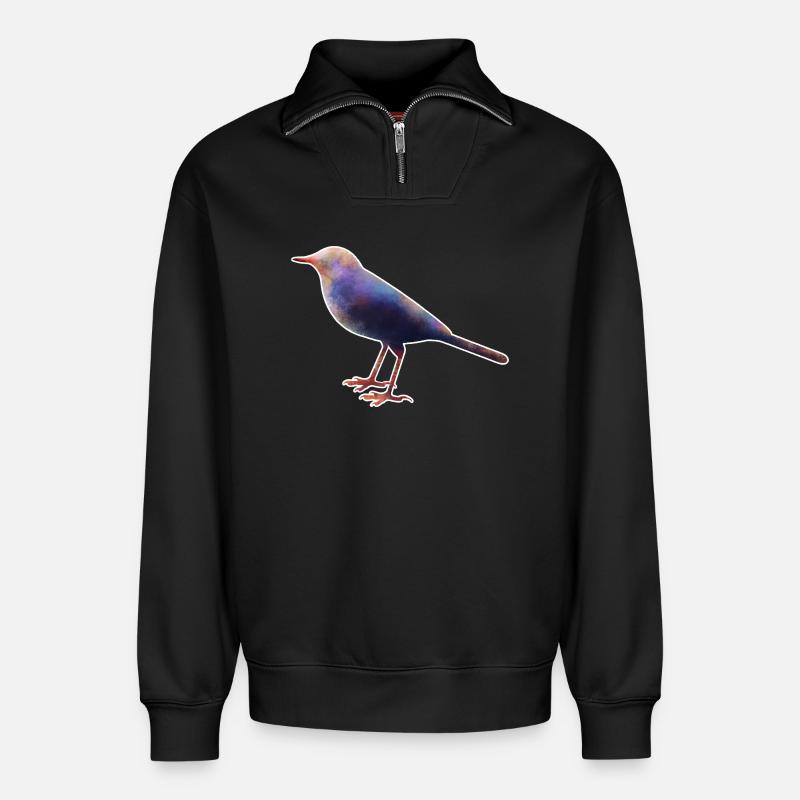 Bergeronnette.1 - Sweat unisexe décontracté en coton biologique à demi-zip – de SPREAD - noir