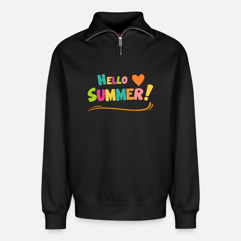 Hello Summer Farbexplosion - Relaxed Unisex Organic Half Zip Sweatshirt – von SPREAD - Schwarz