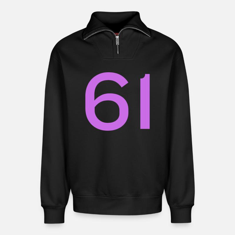 61 - Sweat unisexe décontracté en coton biologique à demi-zip – de SPREAD - noir