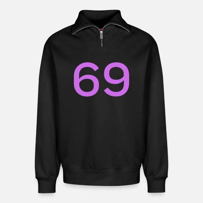 69 - Relaxed Unisex Organic Half Zip Sweatshirt – by SPREAD - black