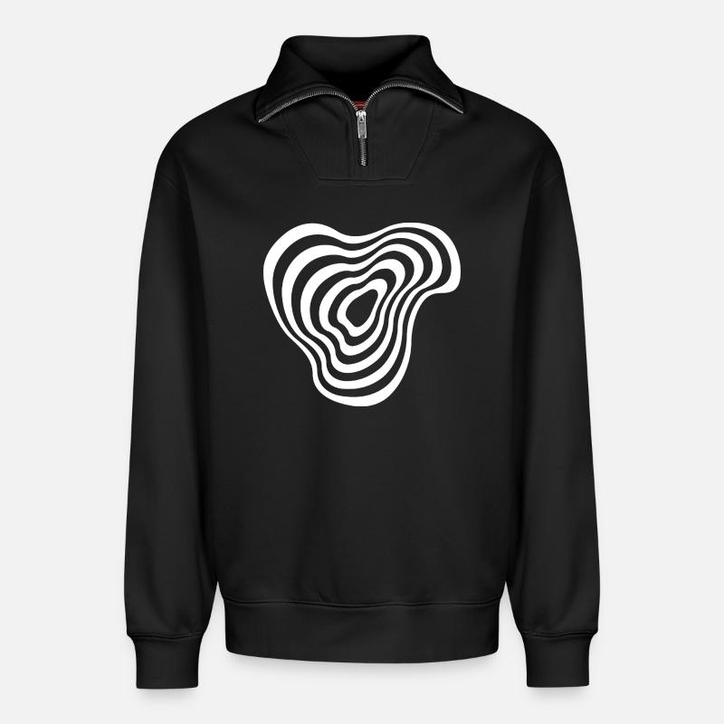 Concentric Lines Ripple - Relaxed Unisex Organic Half Zip Sweatshirt – by SPREAD - black