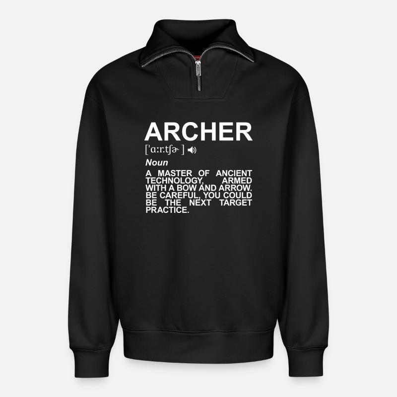 Bogenschütze Definition - Relaxed Unisex Organic Half Zip Sweatshirt – von SPREAD - Schwarz