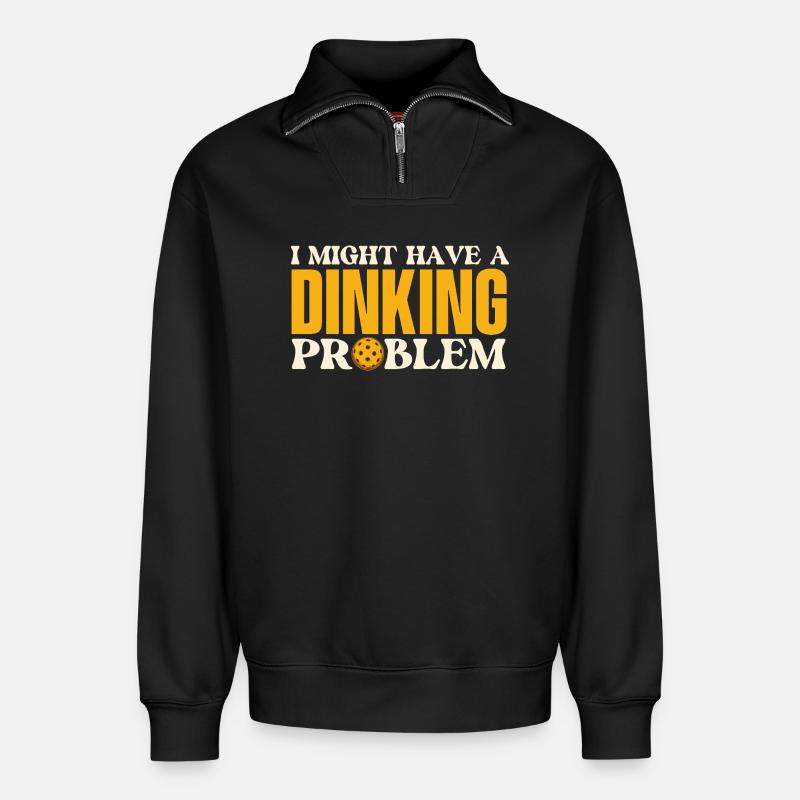 Dinking Problem Pickleball Player - Relaxed Unisex Organic Half Zip Sweatshirt – by SPREAD - black