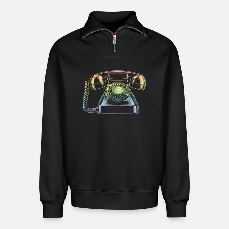 Telefon - Relaxed Unisex Organic Half Zip Sweatshirt – von SPREAD - Schwarz