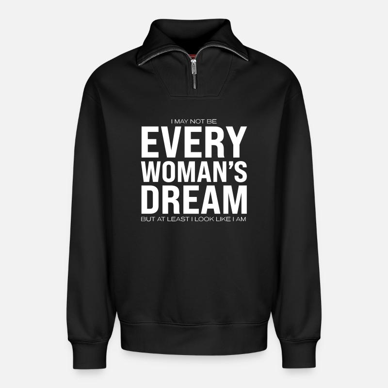 Every Woman's Dream - Relaxed Unisex Organic Half Zip Sweatshirt – von SPREAD - Schwarz