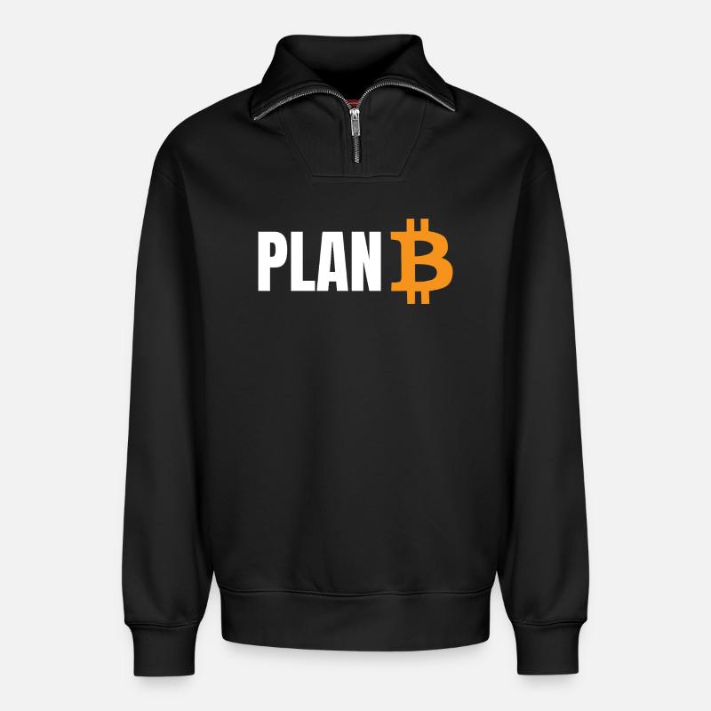 Plan Bitcoin - Relaxed Unisex Organic Half Zip Sweatshirt – by SPREAD - black