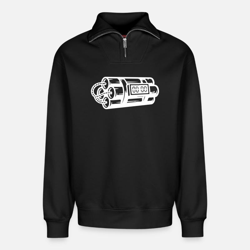 Zeitbombe Sprengstoff Dynamit - Relaxed Unisex Organic Half Zip Sweatshirt – von SPREAD - Schwarz