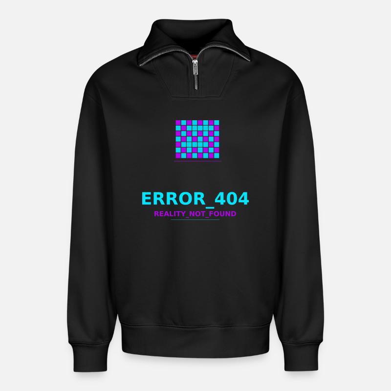 Error 404 Reality Lost - Relaxed Unisex Organic Half Zip Sweatshirt – by SPREAD - black