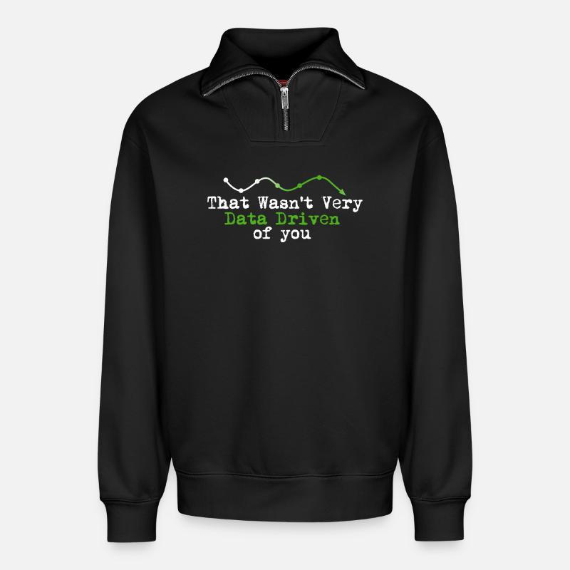 Data Driven You Tee - Relaxed Unisex Organic Half Zip Sweatshirt – by SPREAD - black