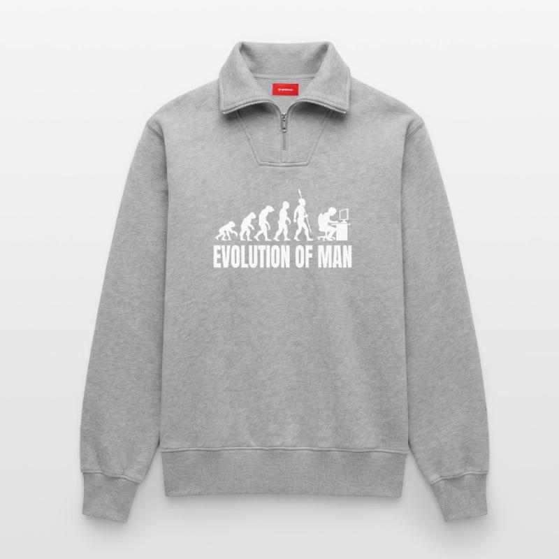 Programmierer Computerfreak Evolution Retro Relaxed Unisex Organic Half Zip Sweatshirt – von SPREAD