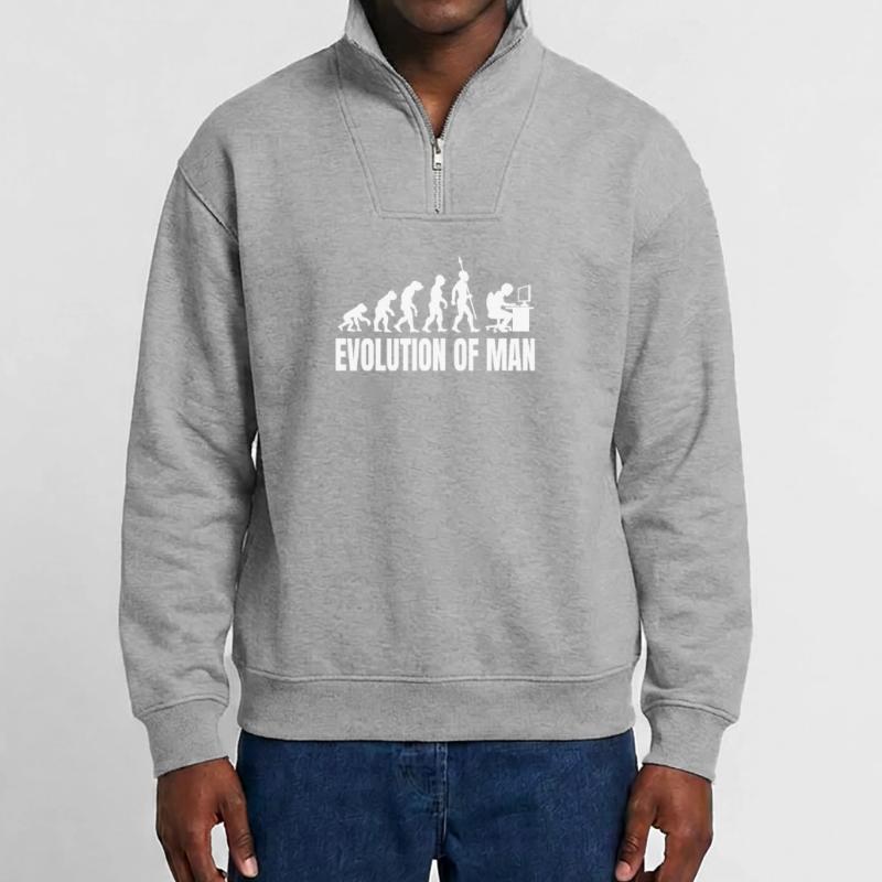 Programmierer Computerfreak Evolution Retro Relaxed Unisex Organic Half Zip Sweatshirt – von SPREAD