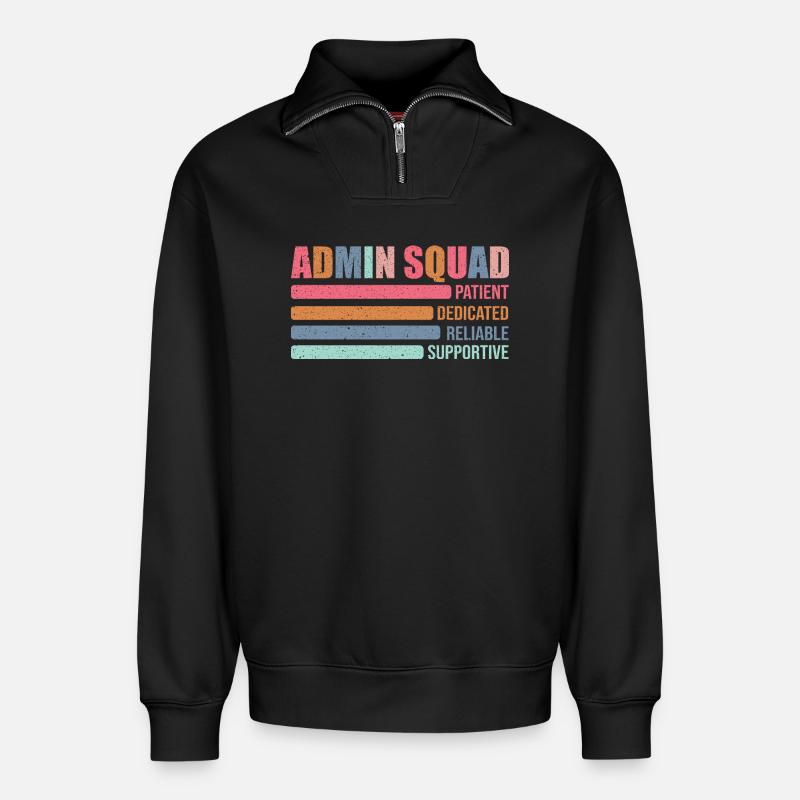 Admin Squad: Patiently Supportive - Relaxed Unisex Organic Half Zip Sweatshirt – by SPREAD - black