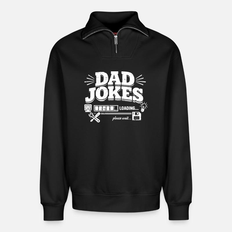 Dad Jokes Loading Please Wait - Relaxed Unisex Organic Half Zip Sweatshirt – by SPREAD - black