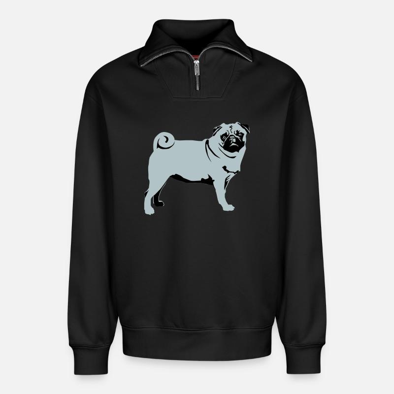 Mops - Relaxed Unisex Organic Half Zip Sweatshirt – von SPREAD - Schwarz