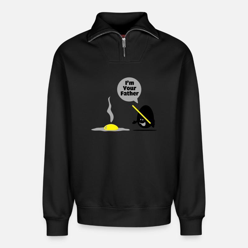 egg vader - Relaxed Unisex Organic Half Zip Sweatshirt – by SPREAD - black