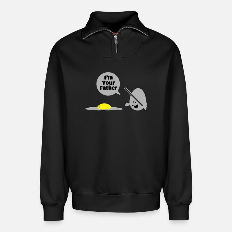 egg vader - Relaxed Unisex Organic Half Zip Sweatshirt – von SPREAD - Schwarz