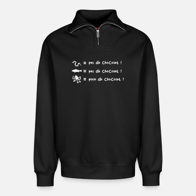 Keine Schokolade! - Relaxed Unisex Organic Half Zip Sweatshirt – von SPREAD - Schwarz