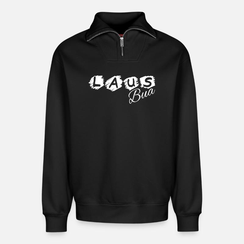 Lausbua - Lausbub - vilain garçon, dialecte - Sweat unisexe décontracté en coton biologique à demi-zip – de SPREAD - noir