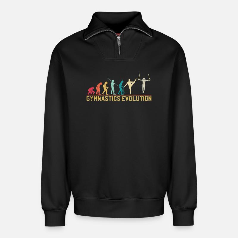 Gymnastik Evolution Grafik T-Shirt - Relaxed Unisex Organic Half Zip Sweatshirt – von SPREAD - Schwarz