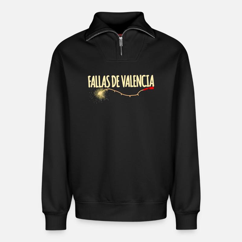 Fallas De Valencia Traca - Relaxed Unisex Organic Half Zip Sweatshirt – von SPREAD - Schwarz