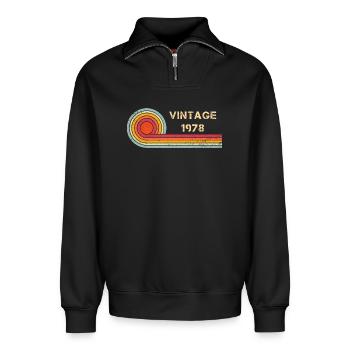 Design rétro vintage pour anniversaire 1978 - Sweat unisexe décontracté en coton biologique à demi-zip – de SPREAD - noir - Devant