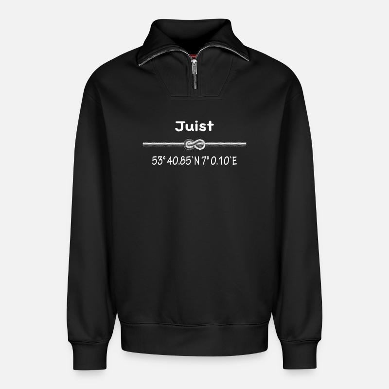 Juist - Relaxed Unisex Organic Half Zip Sweatshirt – von SPREAD - Schwarz