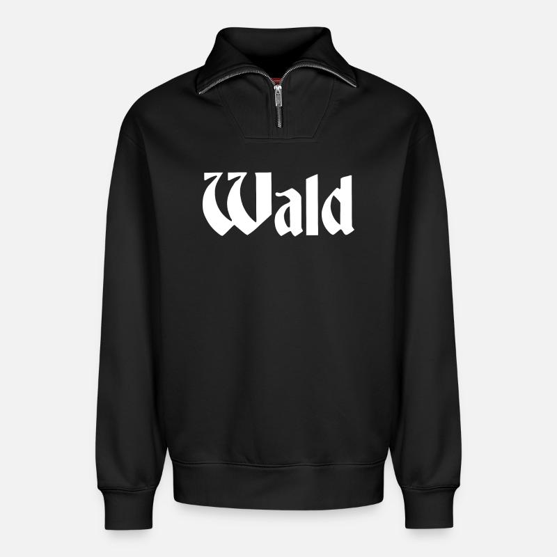 Forêt - Sweat unisexe décontracté en coton biologique à demi-zip – de SPREAD - noir